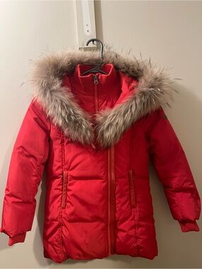 Mackage Girls Red Parka with Fur Size 8